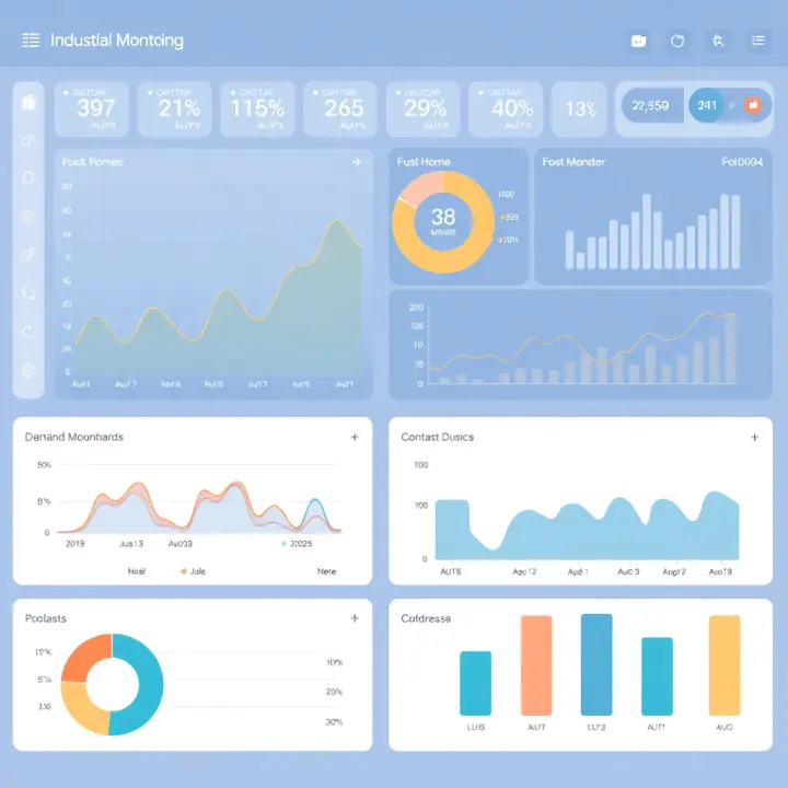 dashboard interface for industrial monitoring system with charts and metrics